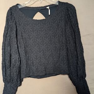 Free People Black Lace Blouse